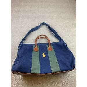 Vintage Polo Ralph Lauren Canvas Duffle Bag with Embroidered Pony Logo